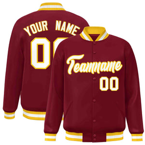 Custom Crimson White-Gold Classic Style Varsity Full-Snap Letterman Jacket