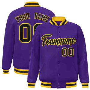 Custom Purple Black-Gold Classic Style Varsity Full-Snap Letterman Jacket