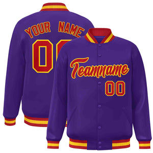 Custom Purple Red-Gold Classic Style Varsity Full-Snap Letterman Jacket