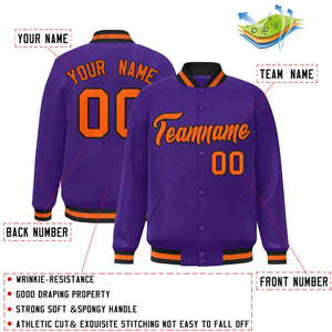 Custom Purple Orange-Black Classic Style Varsity Full-Snap Letterman Jacket