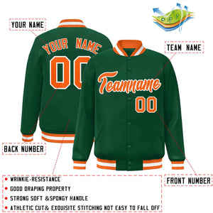 Custom Green Orange-White Classic Style Varsity Full-Snap Letterman Jacket