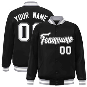 Custom Black White-Black Classic Style Varsity Full-Snap Letterman Jacket