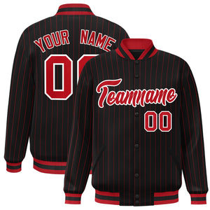 Custom Black Red-White Personalized Stripe Fashion Letterman Jacket for Team Sports