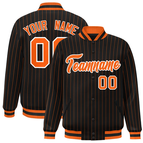 Custom Black Orange-White Personalized Stripe Fashion Letterman Jacket for Team Sport