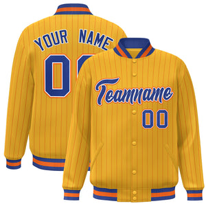 Custom Gold Royal-Orange Personalized Stripe Fashion Varsity Sport Jacket