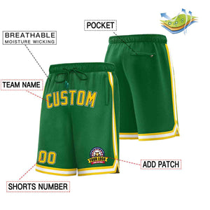 Custom Kelly Green Gold-White Classic Style Basketball Mesh Shorts