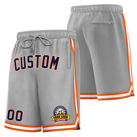 Custom Gray Navy-White Classic Style Basketball Mesh Shorts