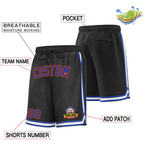 Custom Black Royal-Orange Classic Style Basketball Mesh Shorts