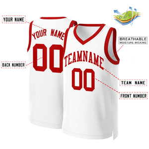 Custom White Red Classic Tops Basketball Jersey