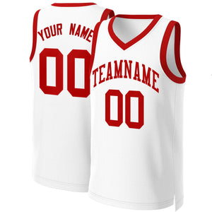 Custom White Red Classic Tops Basketball Jersey