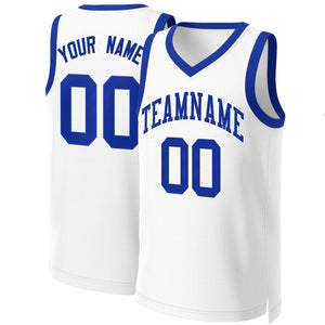 Maillot de basket-ball Royal Classic blanc personnalisé