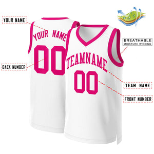 Maillot de basket-ball classique rose blanc personnalisé