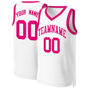 Maillot de basket-ball classique rose blanc personnalisé