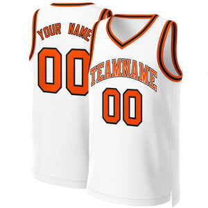 Maillot de basket-ball classique personnalisé blanc Orange-blanc