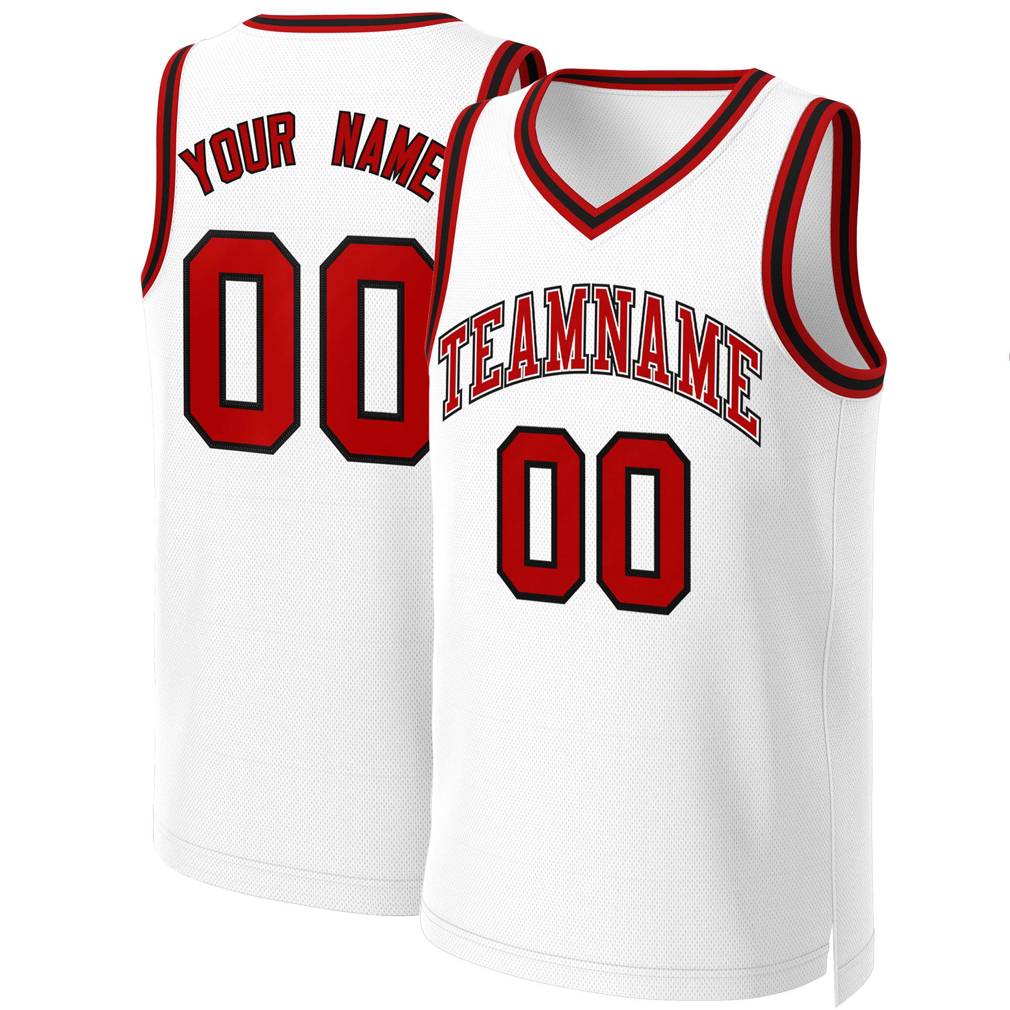 Maillot de basket-ball classique personnalisé blanc rouge-blanc