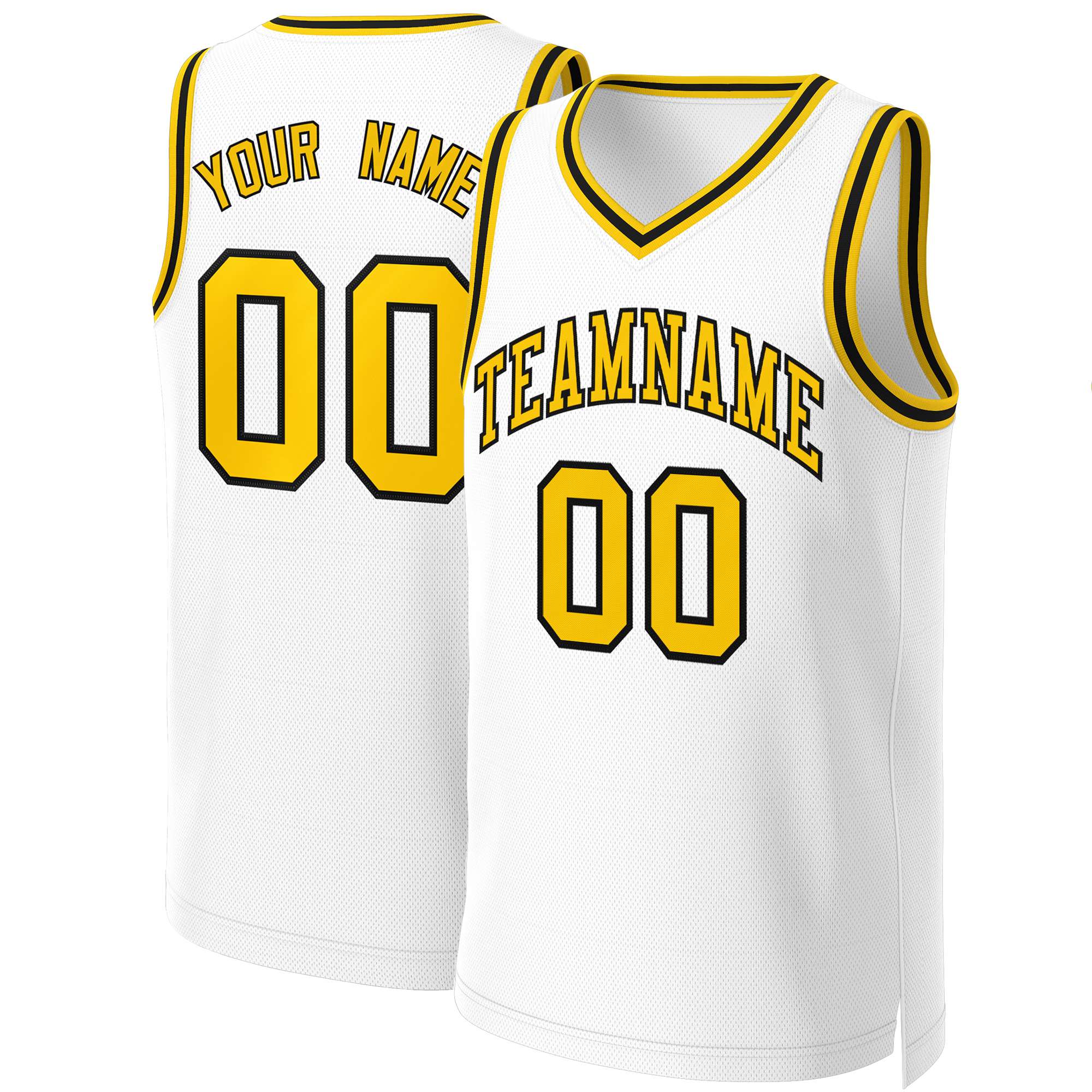 Custom White Yellow-Black Classic Tops Basketball Jersey