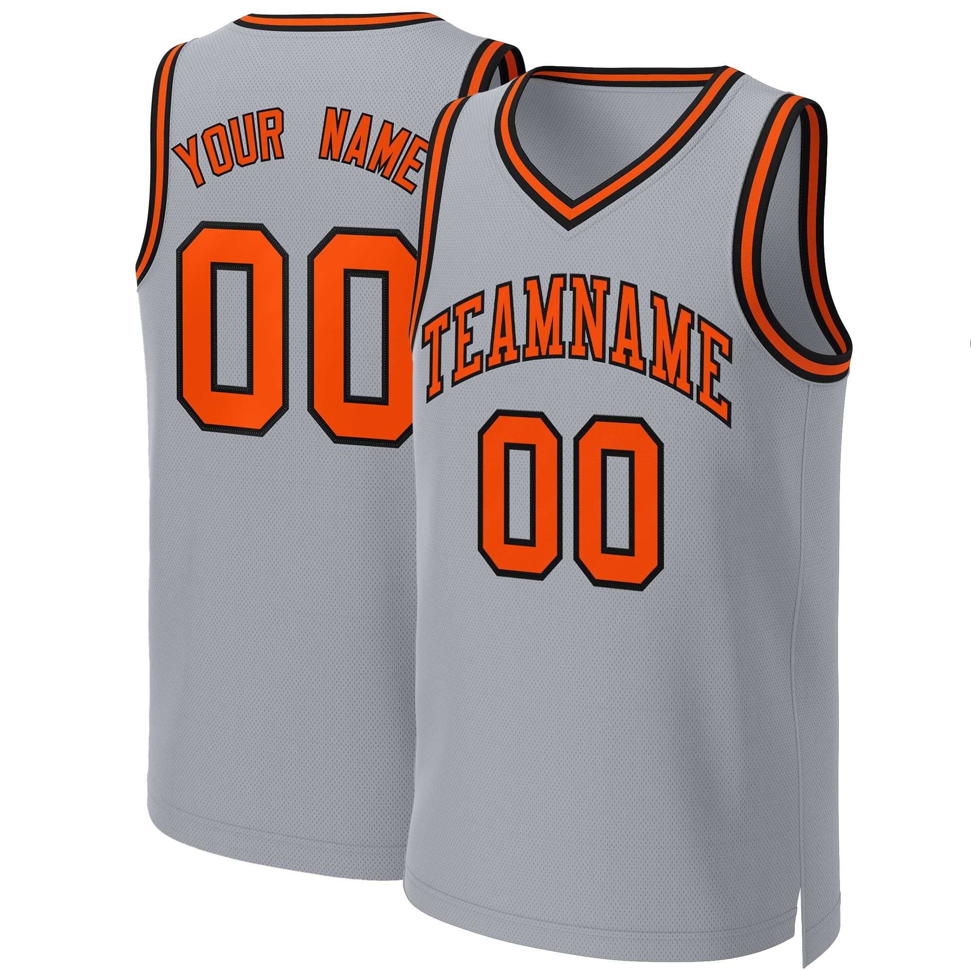 Custom Gray Orange-Black Classic Tops Basketball Jersey