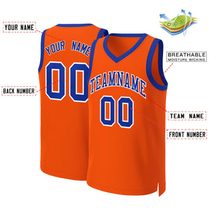 Maillot de basket-ball classique personnalisé Orange Royal-blanc