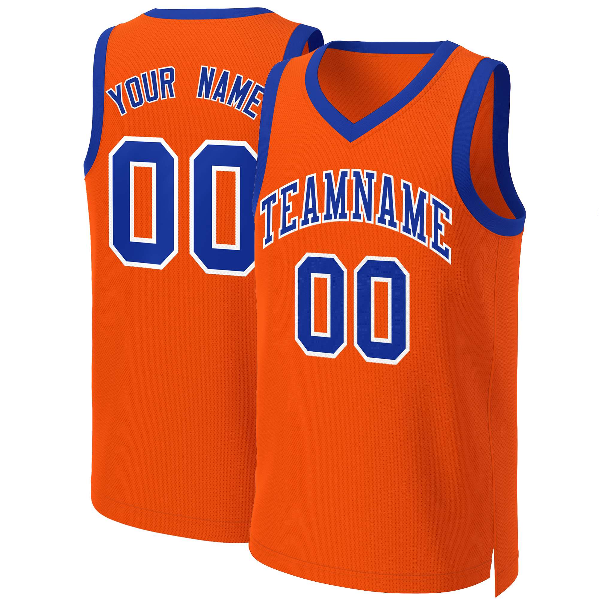 Maillot de basket-ball classique personnalisé Orange Royal-blanc