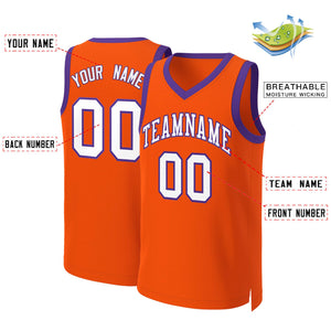 Maillot de basket-ball classique personnalisé Orange blanc-violet