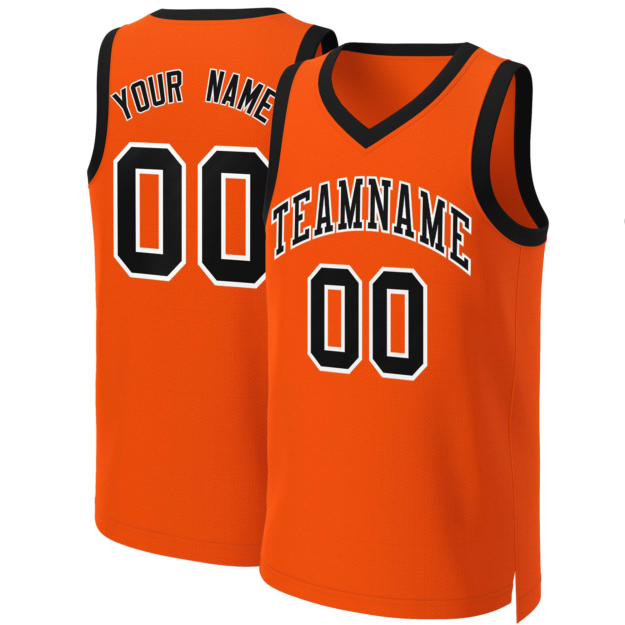 Custom Orange Black-White Classic Tops Basketball Jersey