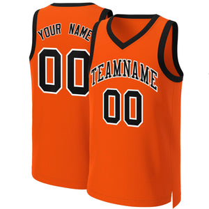 Maillot de basket-ball classique personnalisé Orange noir-blanc