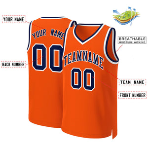 Custom Orange Navy-White Classic Tops Basketball Jersey