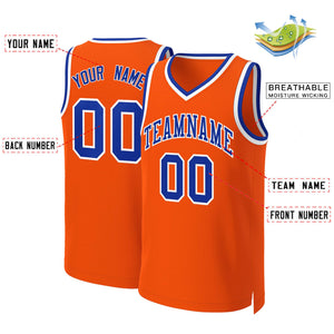 Custom Orange Royal-White Classic Tops Basketball Jersey