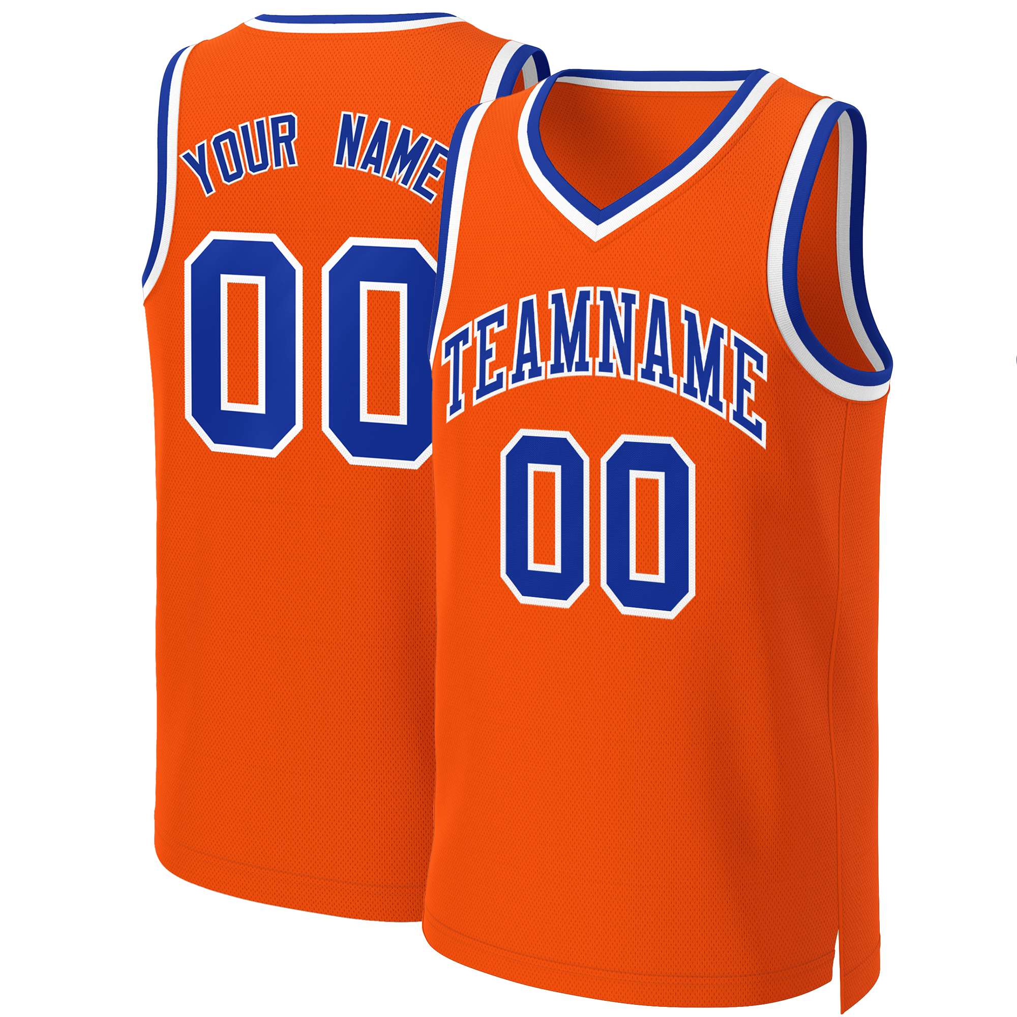 Maillot de basket-ball classique personnalisé Orange Royal-blanc