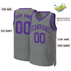 Custom Dark Gray Purple Classic Tops Basketball Jersey