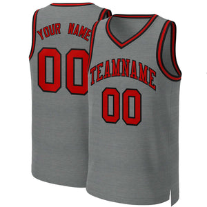 Maillot de basket-ball classique personnalisé gris foncé rouge-noir