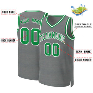 Custom Dark Gray Kelly Green-White Classic Tops Basketball Jersey