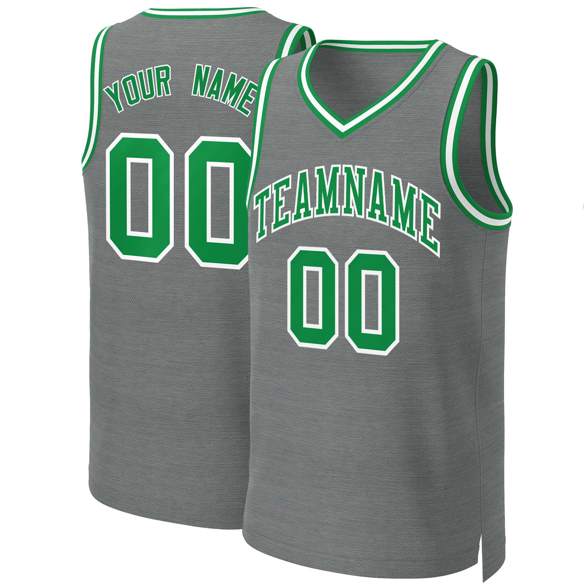 Custom Dark Gray Kelly Green-White Classic Tops Basketball Jersey