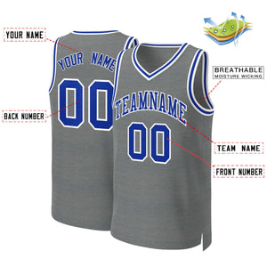 Custom Dark Gray Royal-White Classic Tops Basketball Jersey