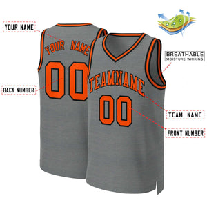 Maillot de basket-ball classique personnalisé gris foncé Orange-noir