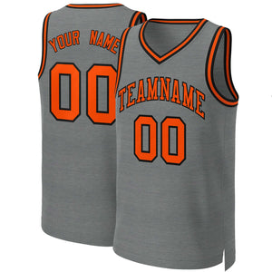 Maillot de basket-ball classique personnalisé gris foncé Orange-noir