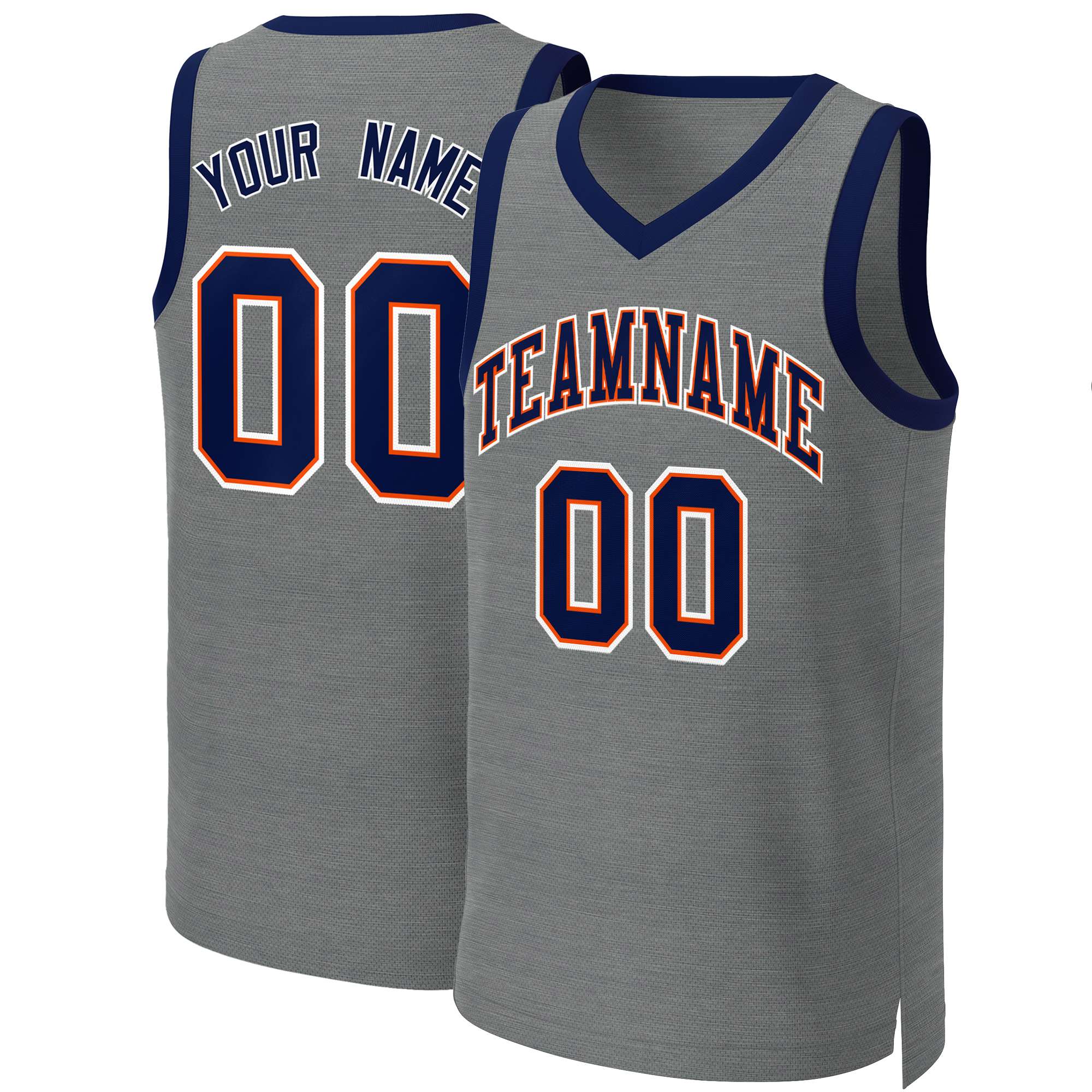 Custom Dark Gray Navy-Orange Classic Tops Basketball Jersey