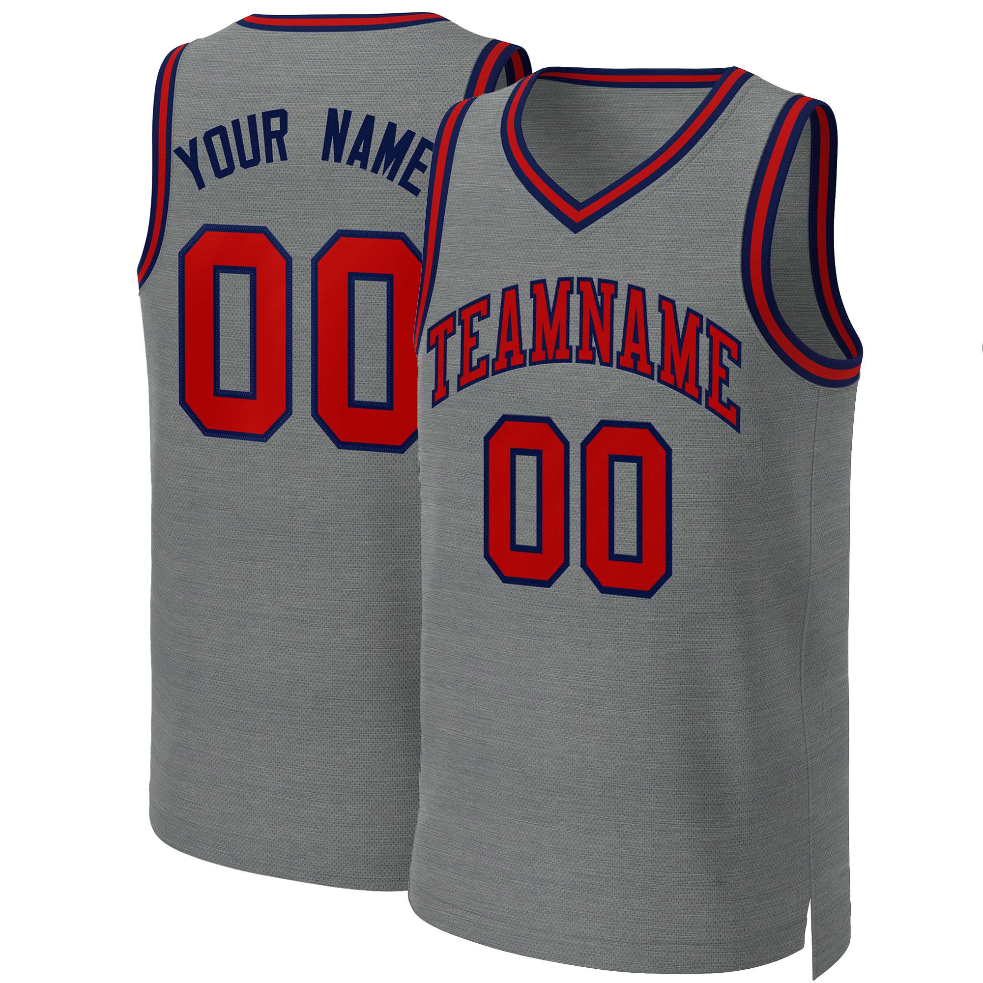 Custom Dark Gray Red-Navy Classic Tops Basketball Jersey