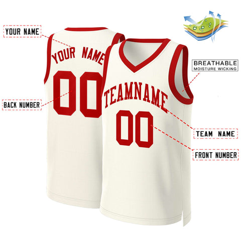 Custom Khaki Red Classic Tops Basketball Jersey