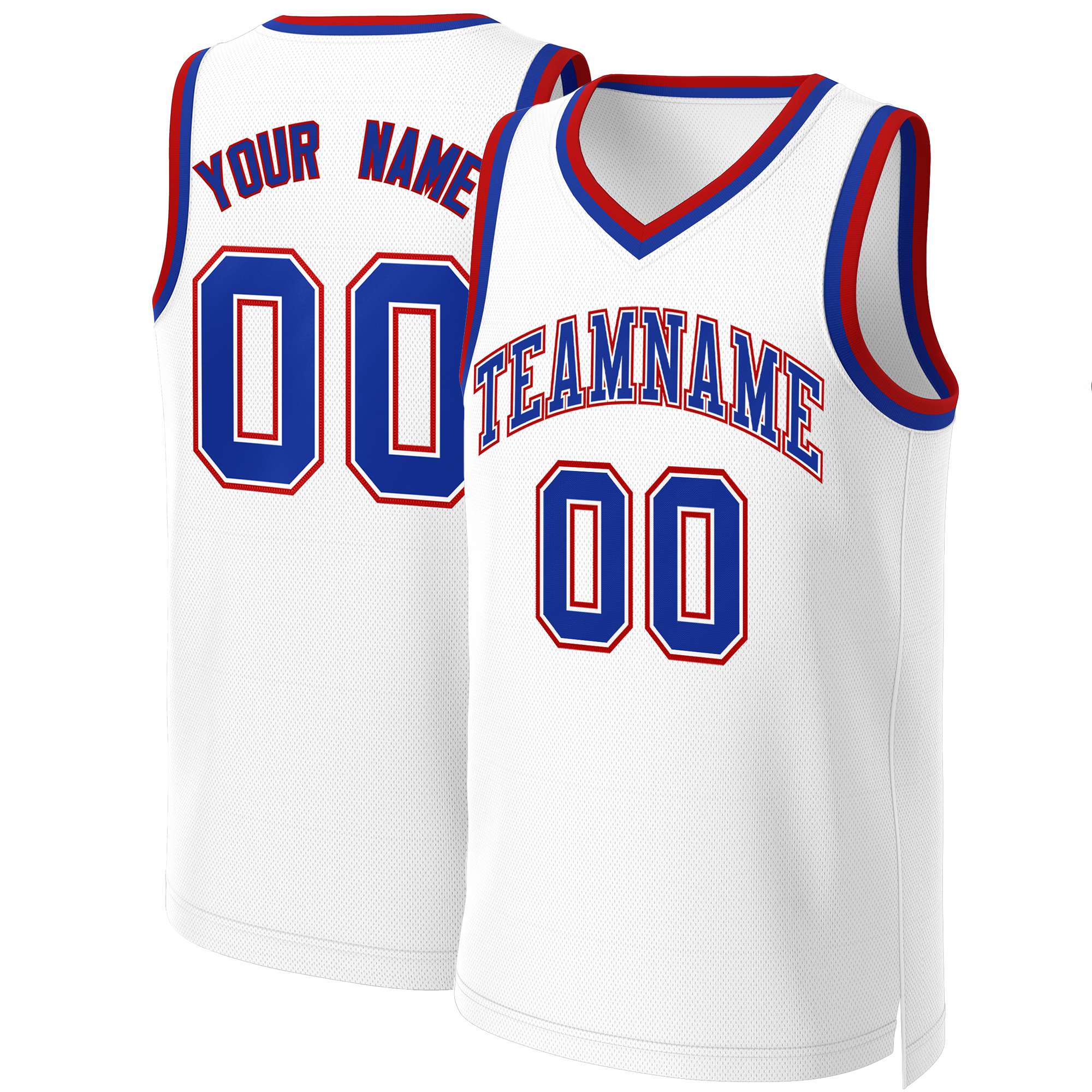 Custom White Royal-White Classic Tops Basketball Jersey