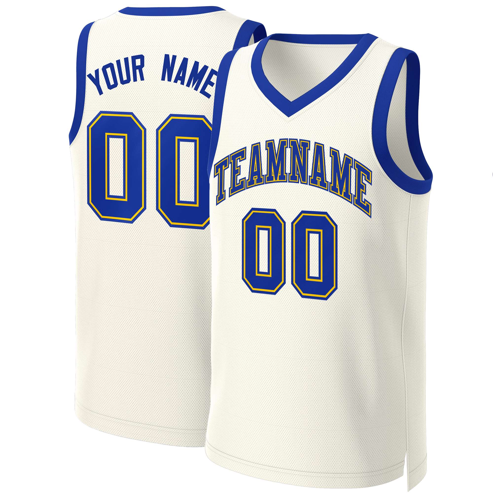 Custom Khaki Royal-Yellow Classic Tops Basketball Jersey