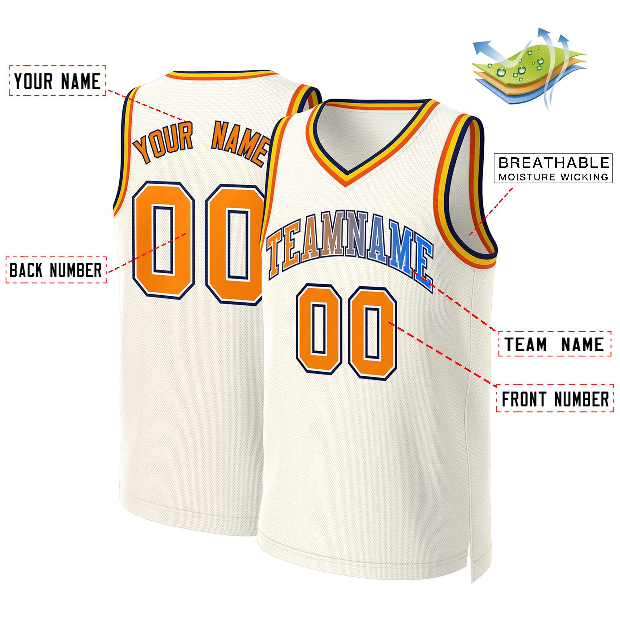 Custom Khaki Orange-White Classic Gradient Fashion Tops Basketball Jersey