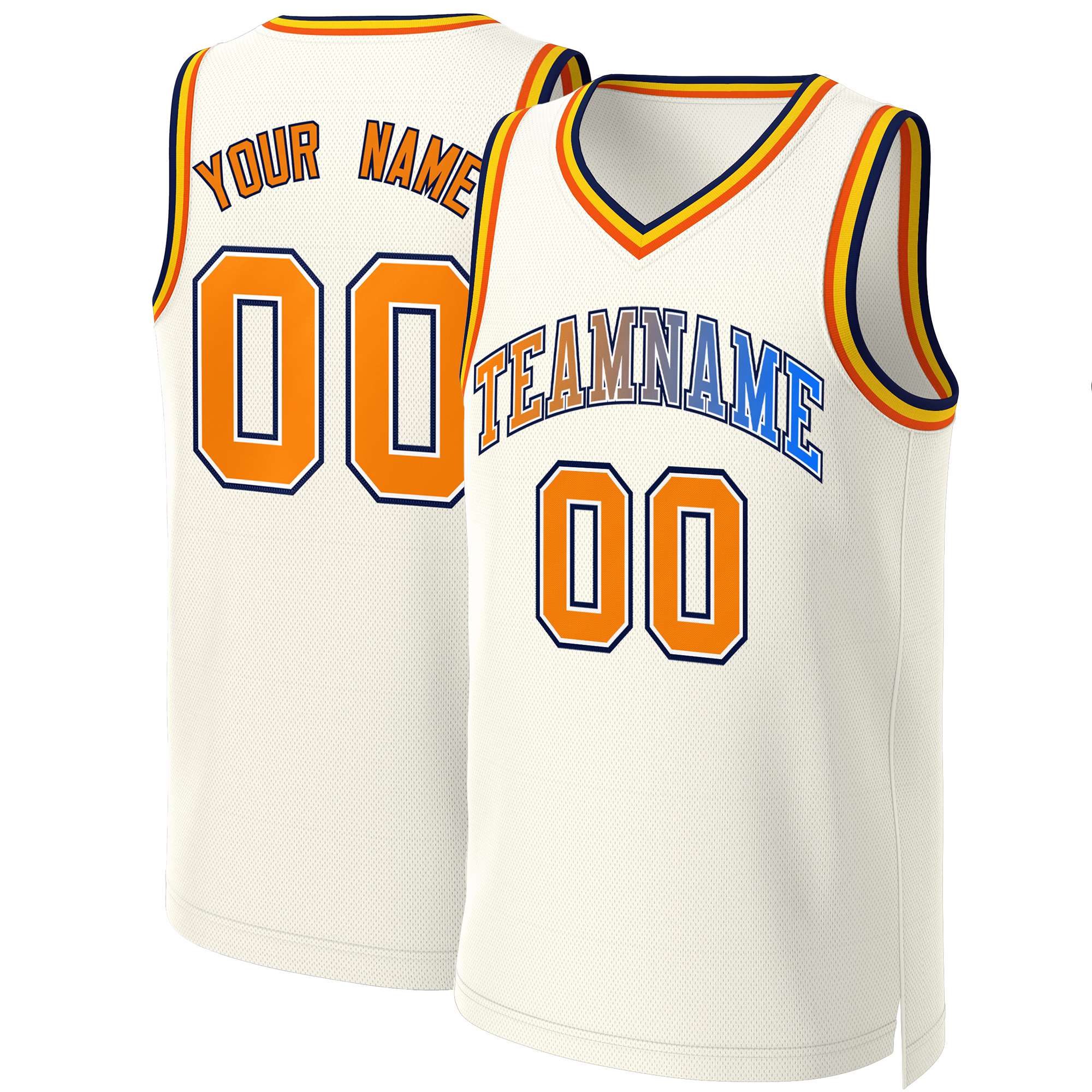 Custom Khaki Orange-White Classic Gradient Fashion Tops Basketball Jersey