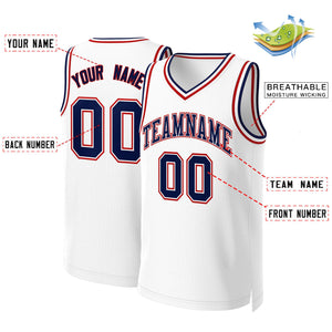 Maillot de basket-ball classique personnalisé blanc marine-blanc