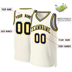 Maillot de basket-ball classique personnalisé kaki marine-jaune