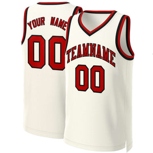 Custom Khaki Red-Black Classic Tops Basketball Jersey