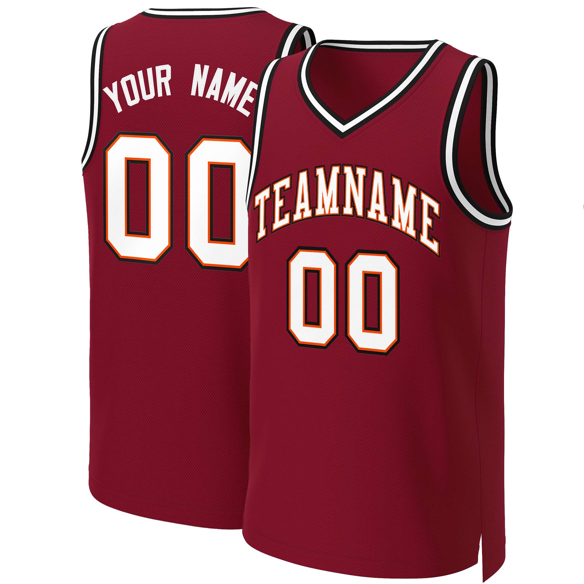 Custom Maroon White-Orange Classic Tops Basketball Jersey