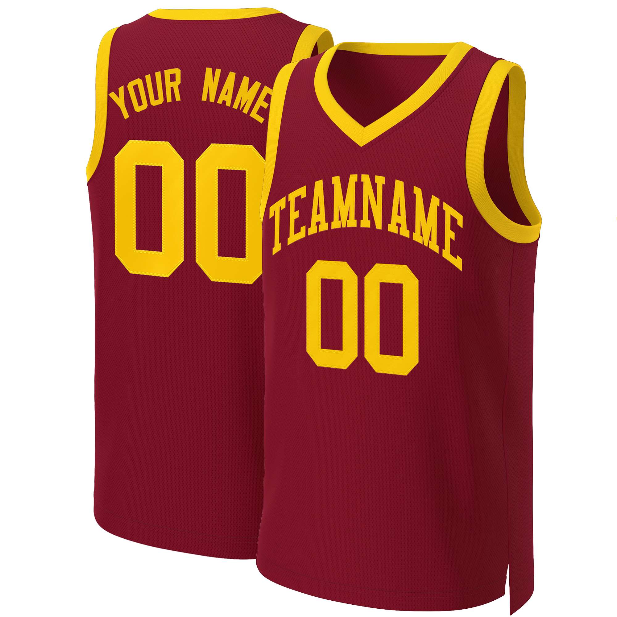 Maillot de basket-ball classique jaune marron personnalisé