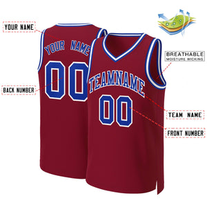 Custom Maroon Royal-White Classic Tops Basketball Jersey