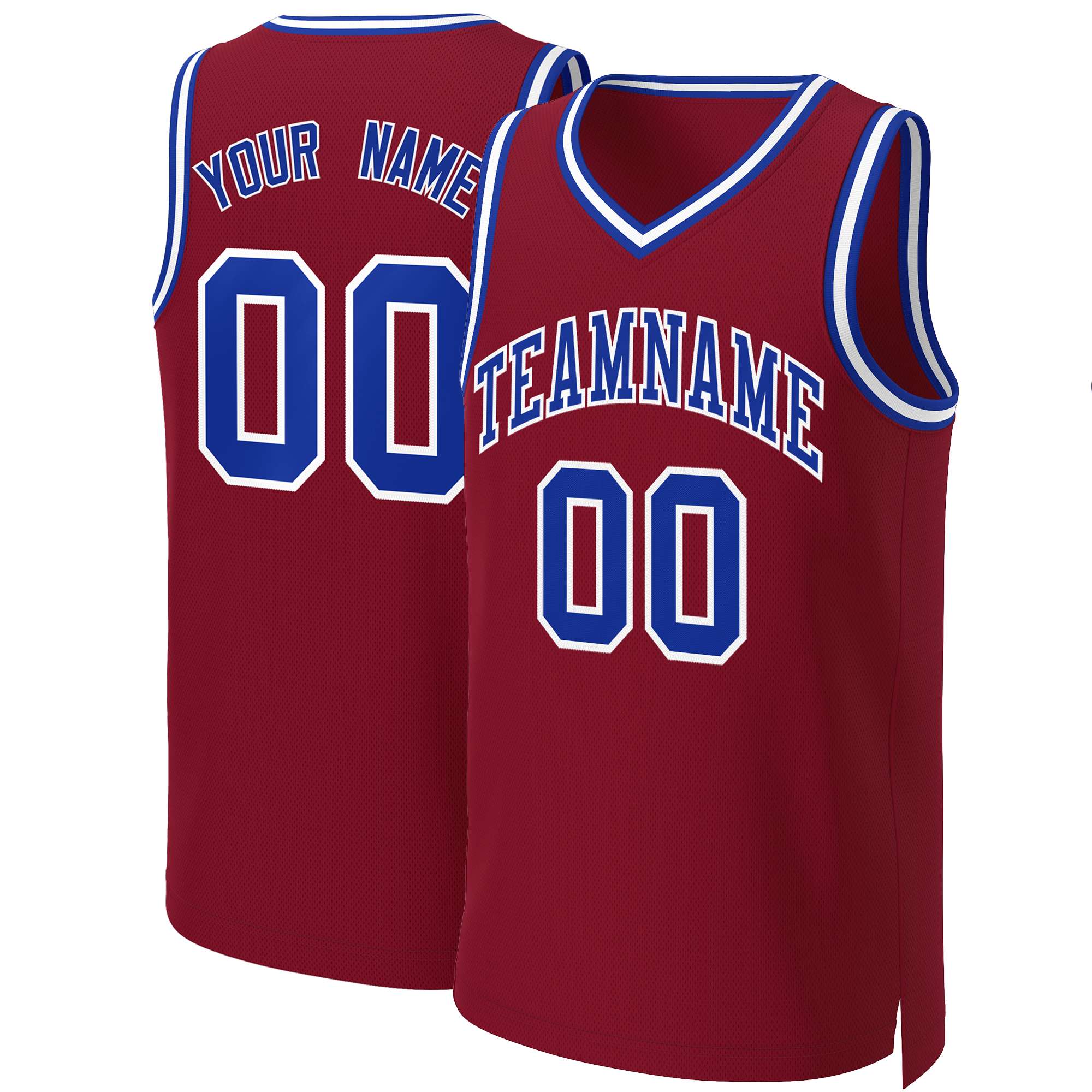 Custom Maroon Royal-White Classic Tops Basketball Jersey